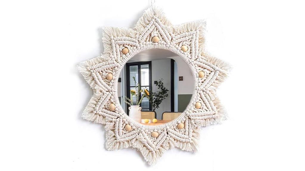 bohemian style macrame mirror decor