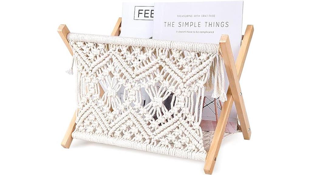 bohemian style standing magazine basket