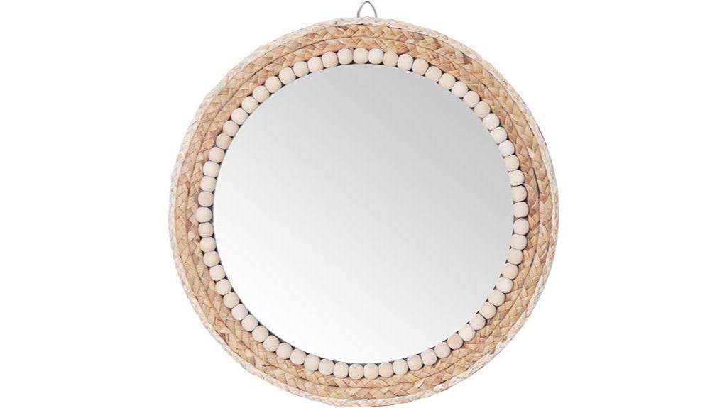 boho inspired round wall mirror