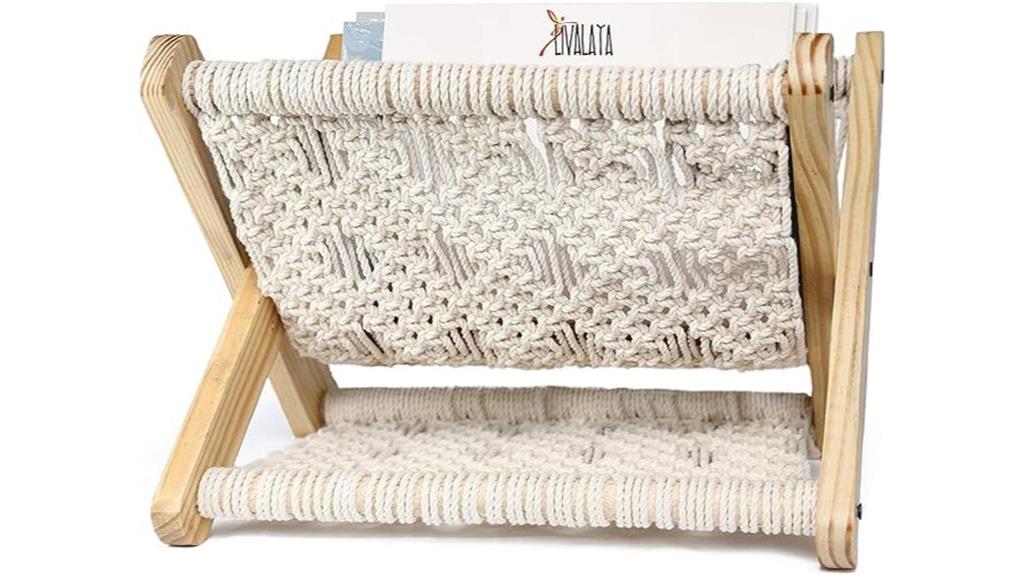 boho macrame magazine rack