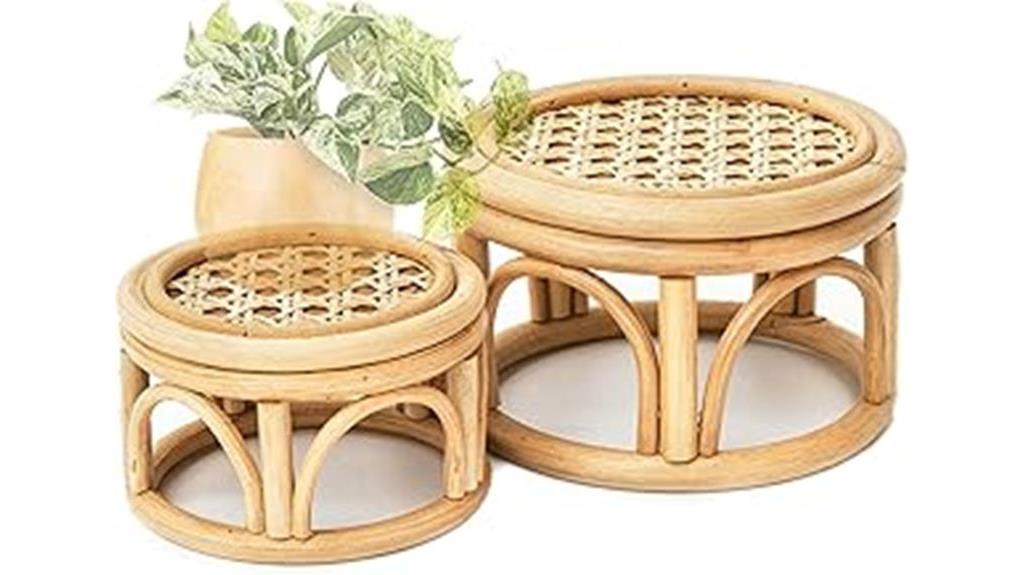 boho rattan wicker risers