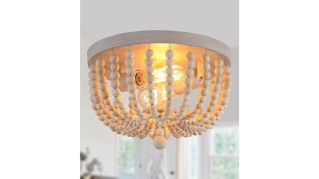 boho wood beaded chandelier