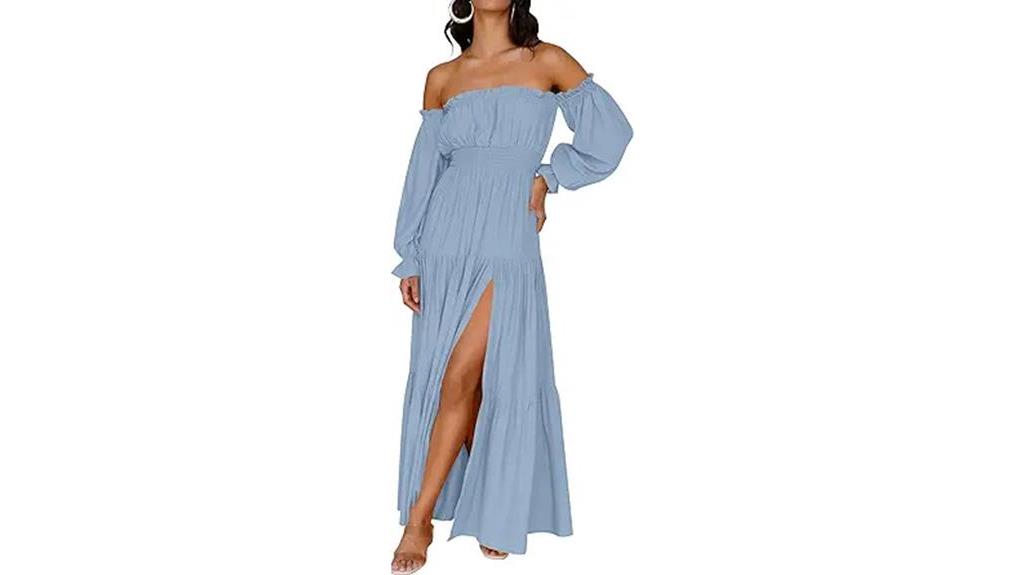 off shoulder boho maxi dress