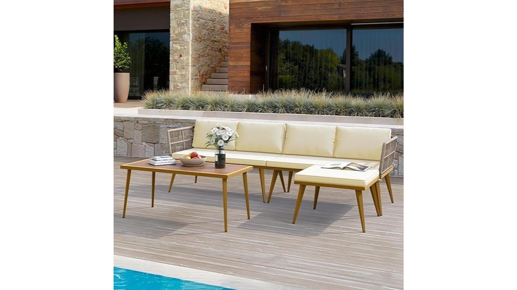outdoor rattan l shaped sofa