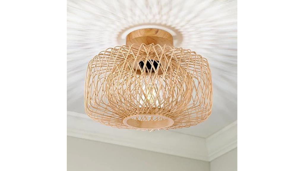 rattan flush mount light