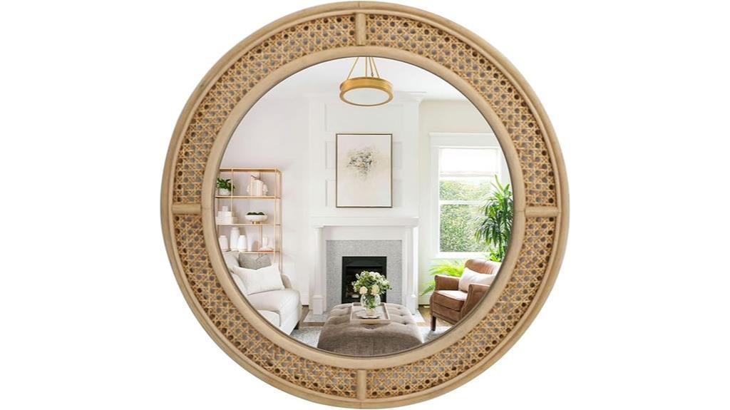 rattan wall mirror decor