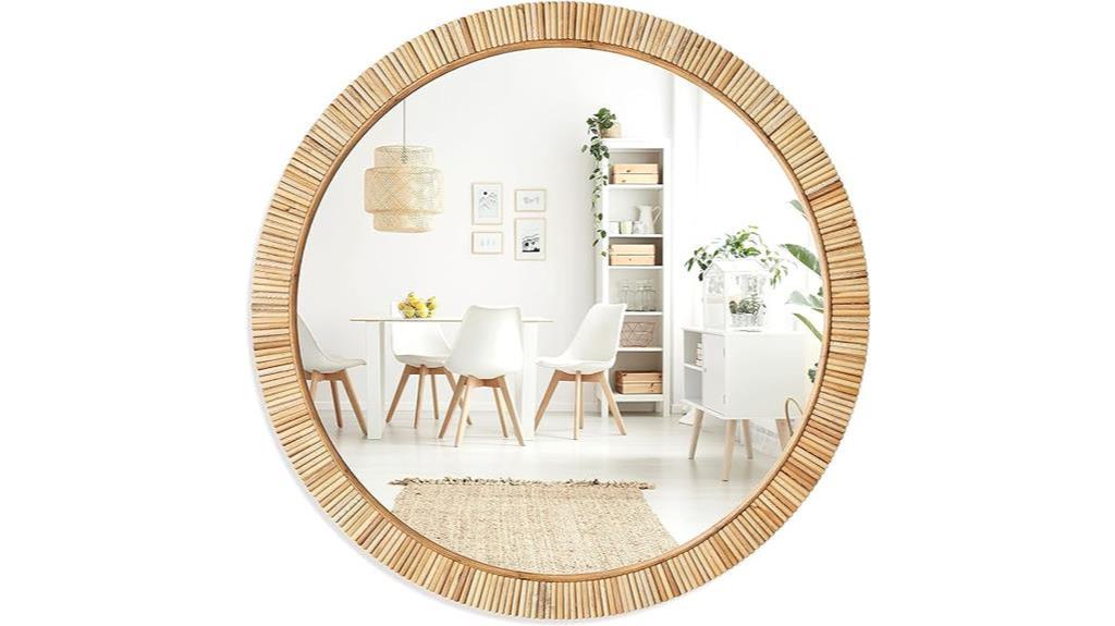 rustic rattan bathroom mirror