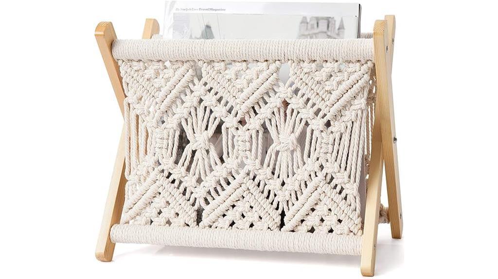 stylish macrame magazine rack