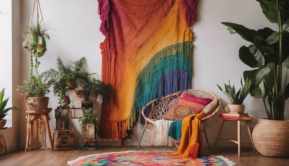 vibrant boho rainbow decor