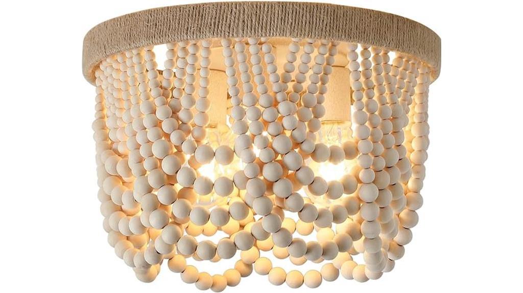 wood beaded ceiling light