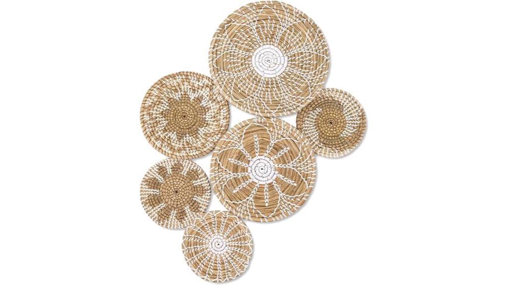 6 boho wall baskets