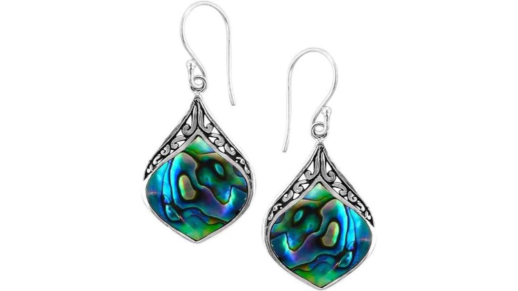 abalone shell silver earrings