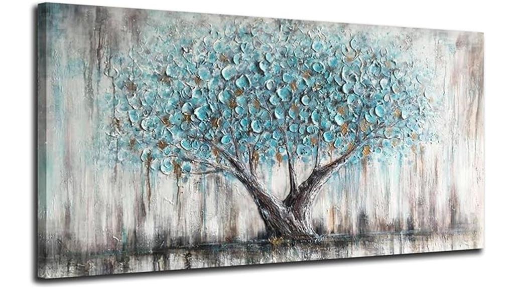 abstract teal tree art