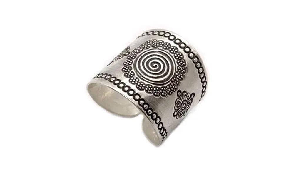 adjustable silver mandala ring