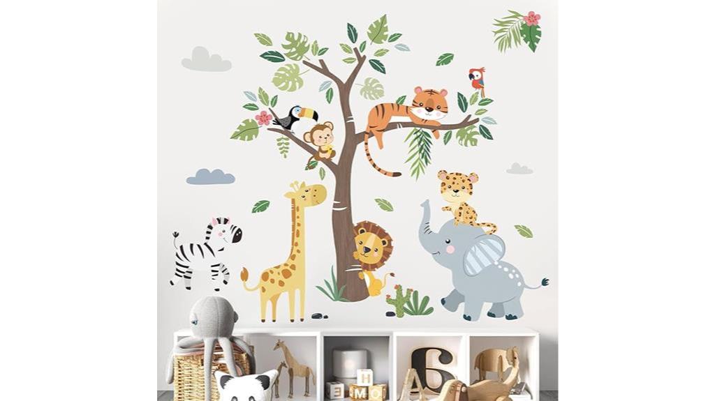 animal themed tree wall decals