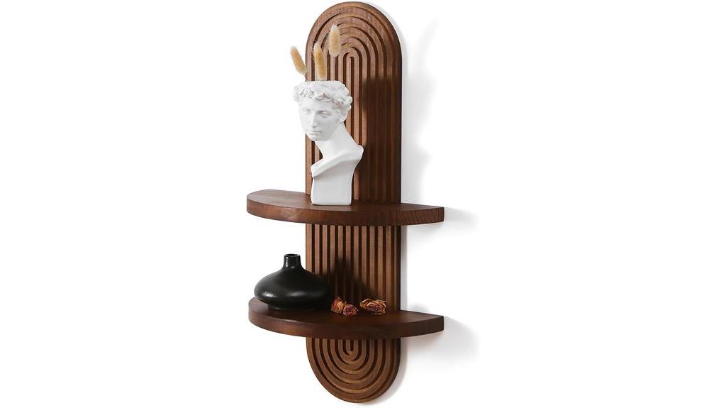 arched wood floating shelves