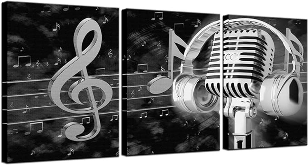 artistic black and white music themed wall art