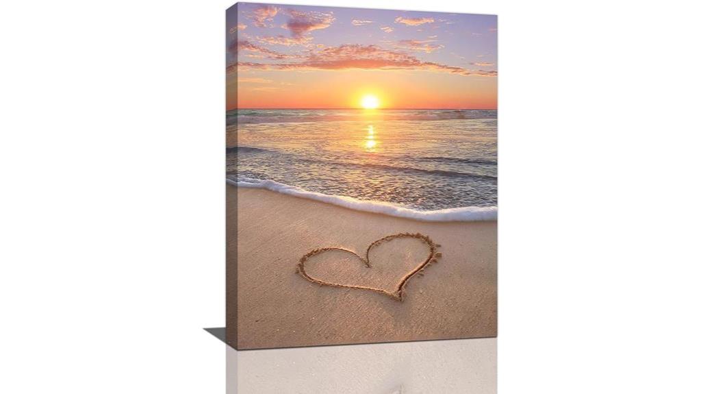 beach sunset heart decor