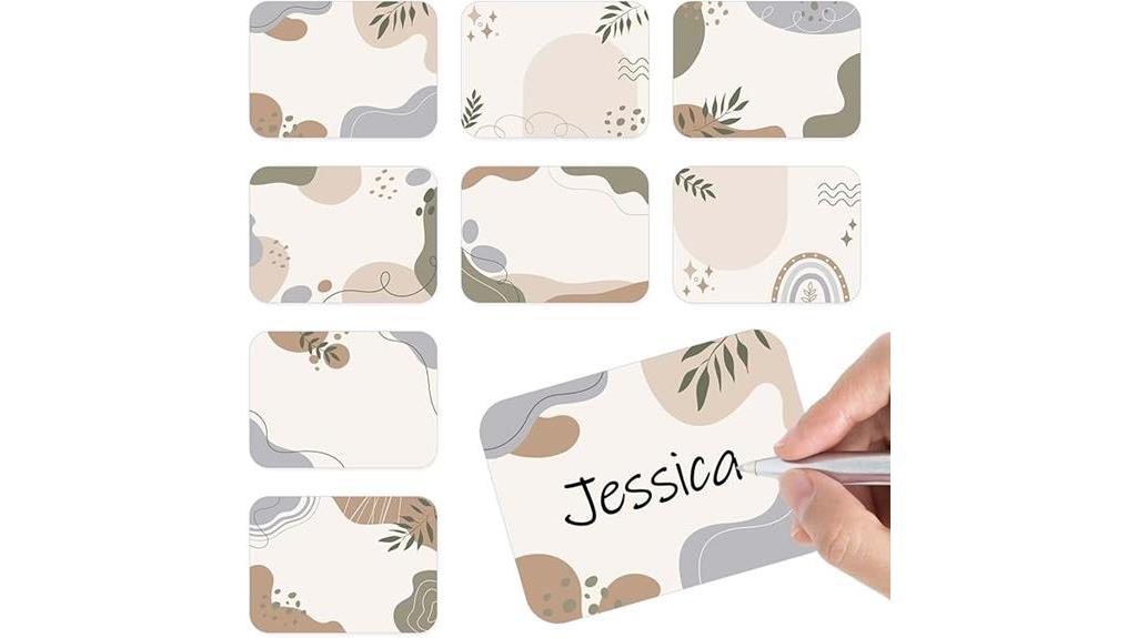 bohemian themed name stickers