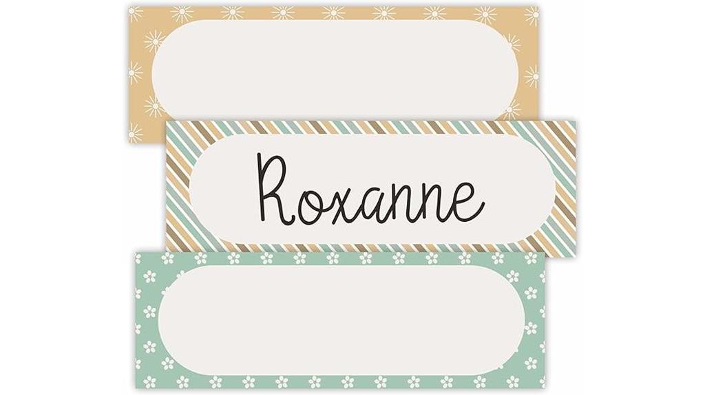 bohemian themed name tag stickers