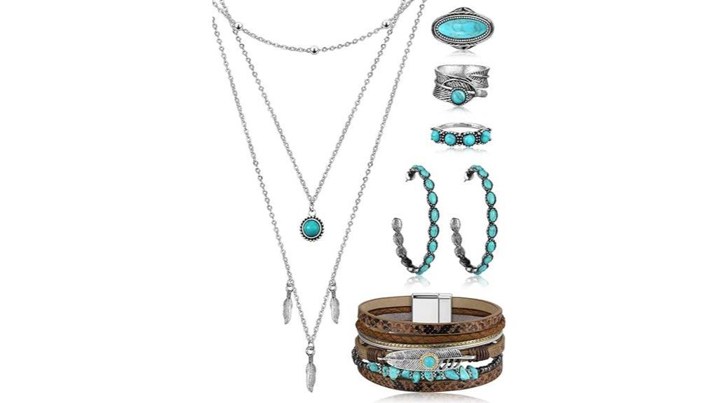 bohemian turquoise jewelry set