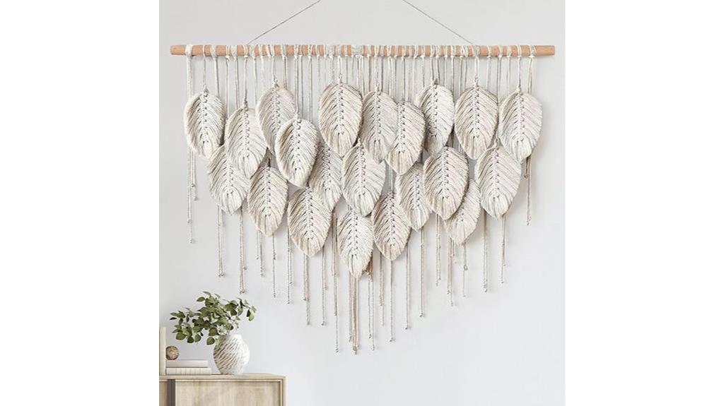 boho beige leaf tapestry