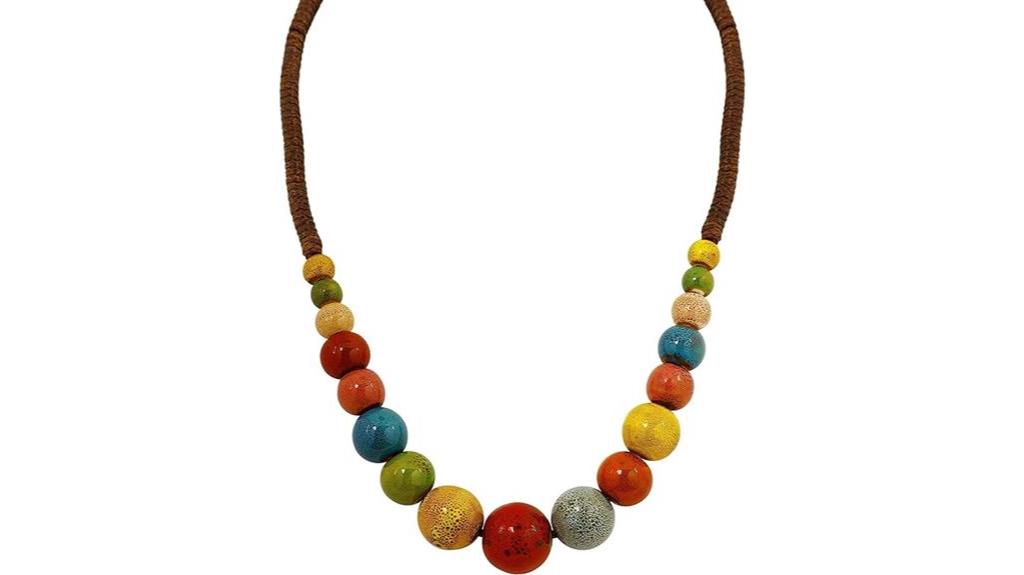 boho ceramic bead necklace