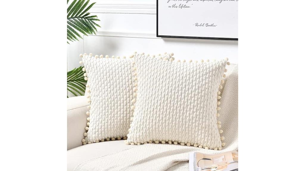 boho cream throw pillows
