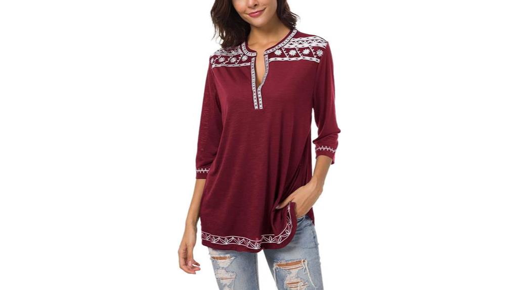 boho embroidered peasant top