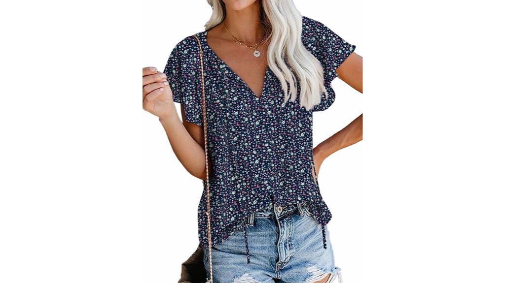 boho floral v neck blouse