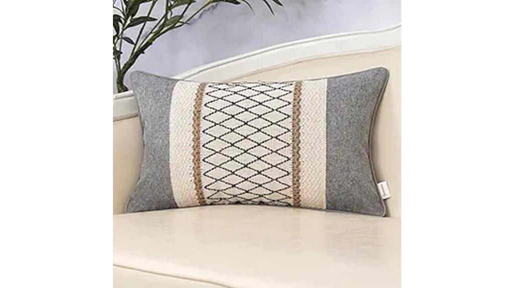 boho grey linen pillow