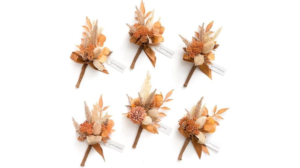 boho inspired rustic boutonniere set