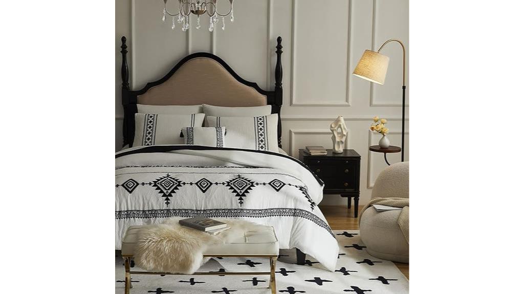 boho inspired white bedding set