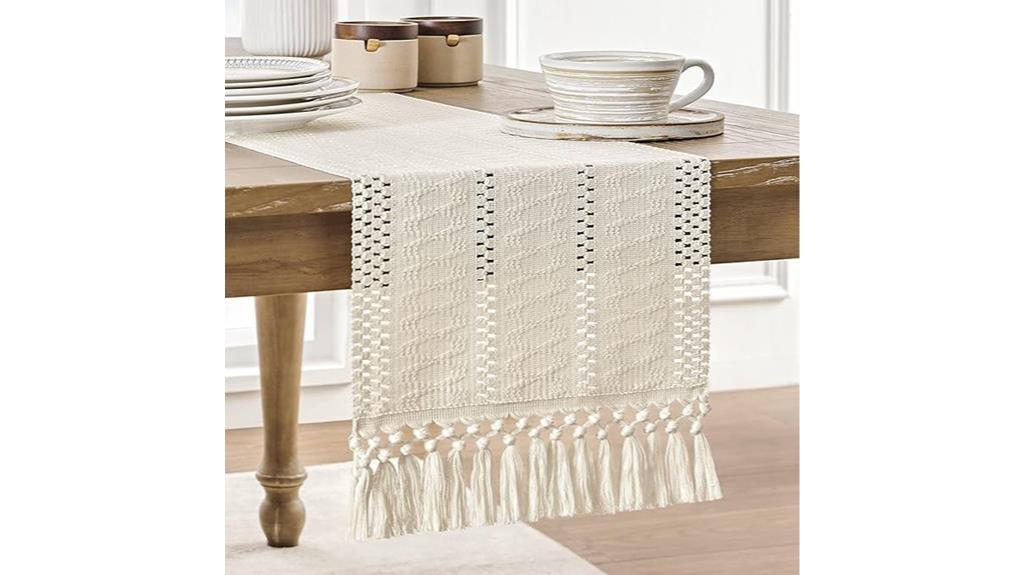 boho ivory macrame runner