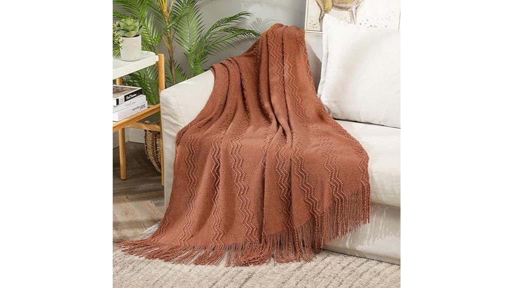 boho knitted throw blanket