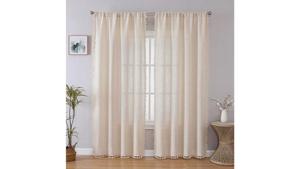 boho linen curtains set