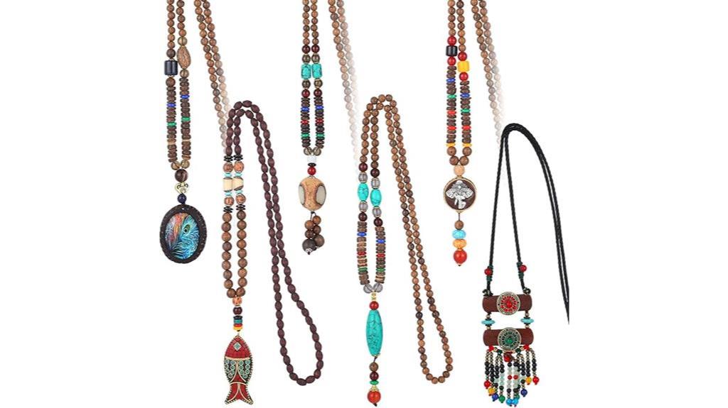 boho long necklaces set