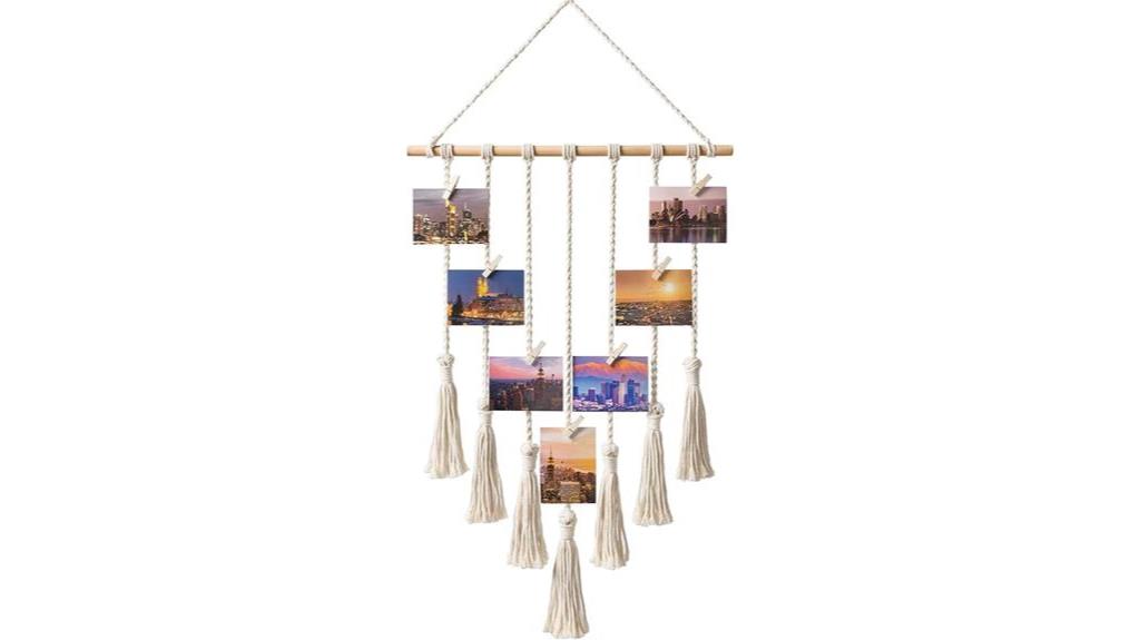 boho macrame photo display