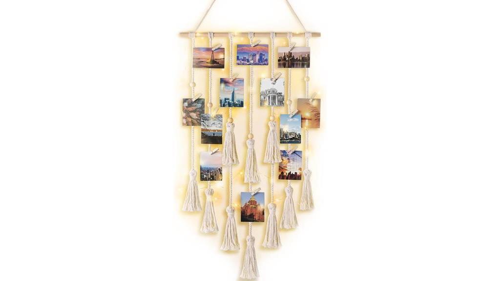 boho macrame photo display