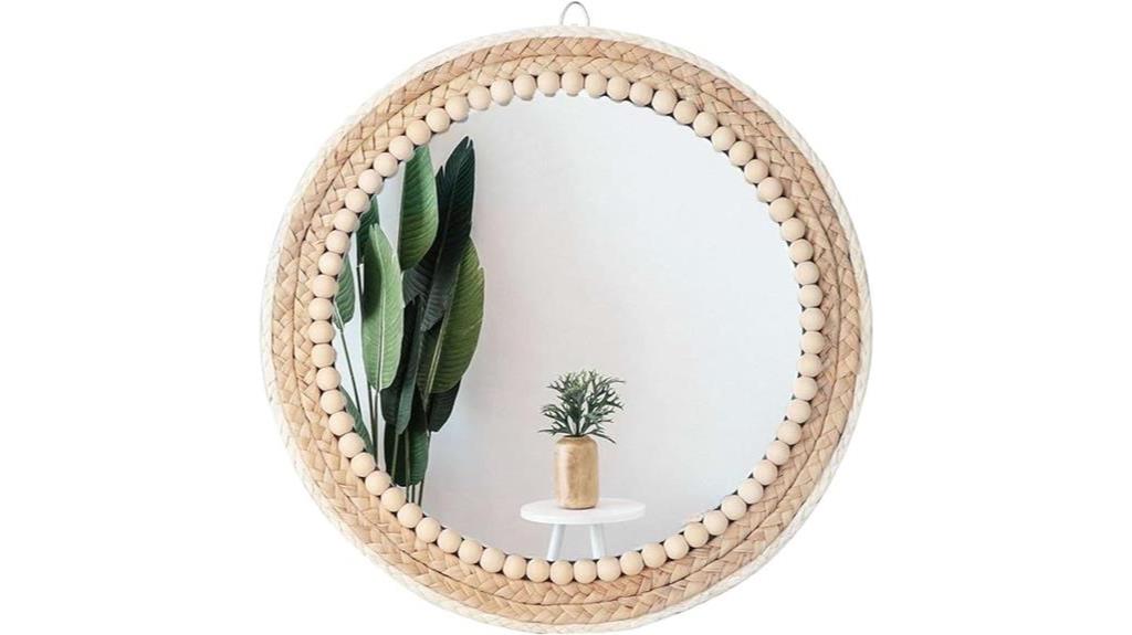 boho rattan circle mirror