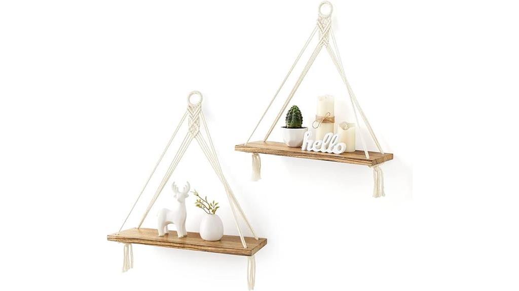 boho style macrame hanging shelves