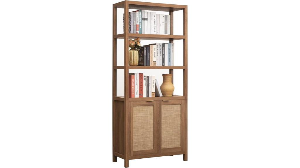 boho style rattan bookshelf unit