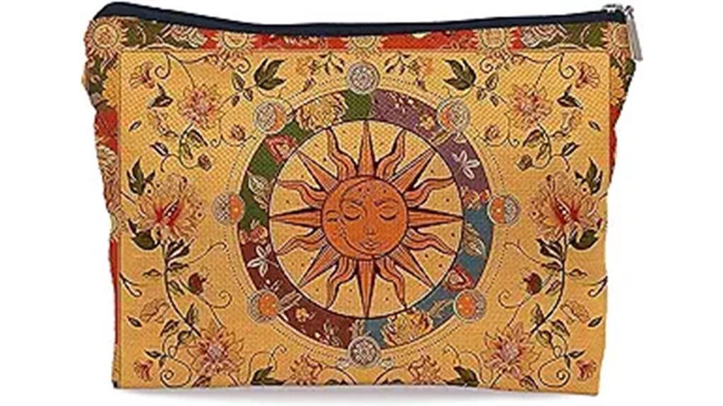 boho sun and moon makeup bag