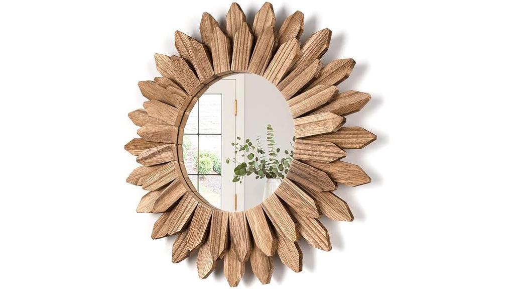 boho sunburst wood mirror