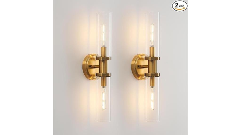 brass gold sconces set