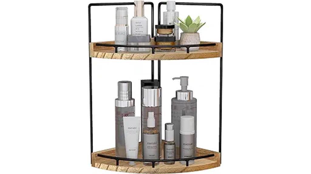 brown 2 tier bathroom organizer