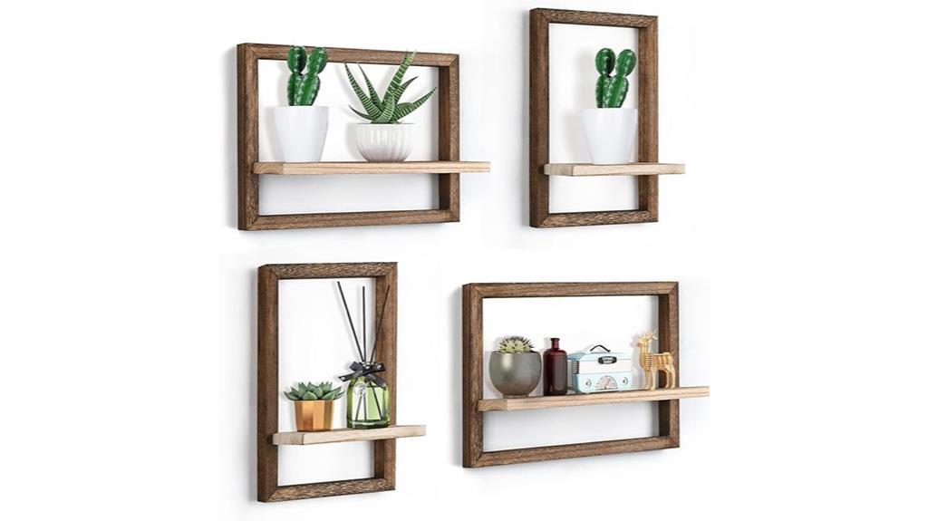 brown floating wall shelves