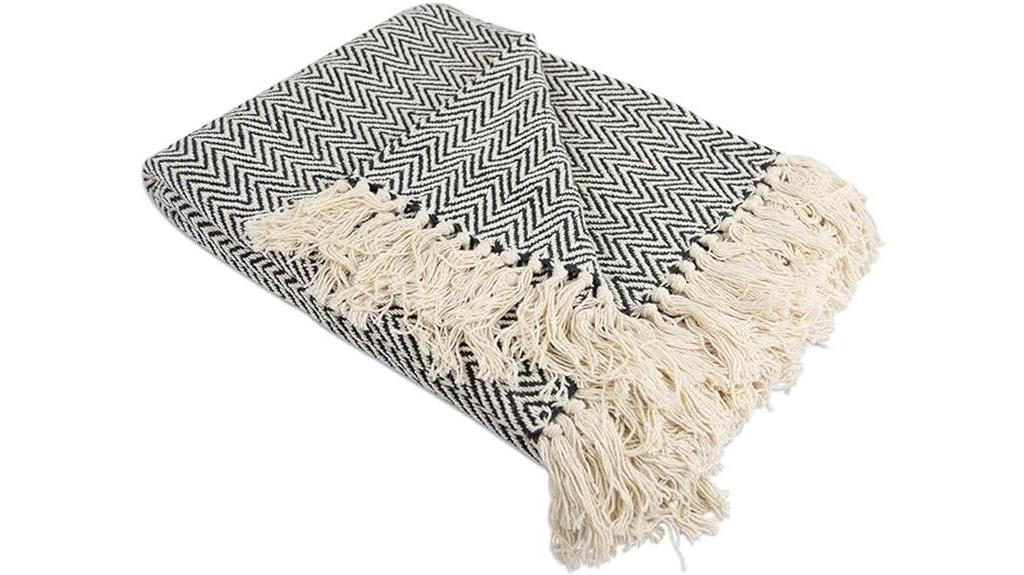 chevron throw cotton black