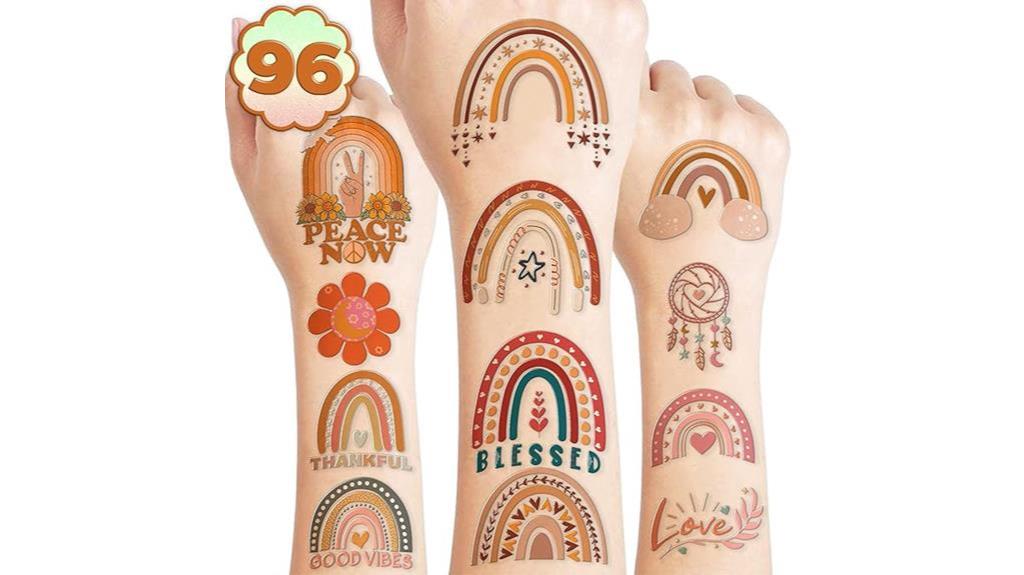 colorful boho temporary tattoos