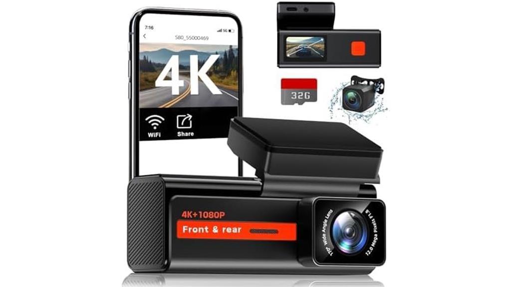 dual 4k front rear dash cam
